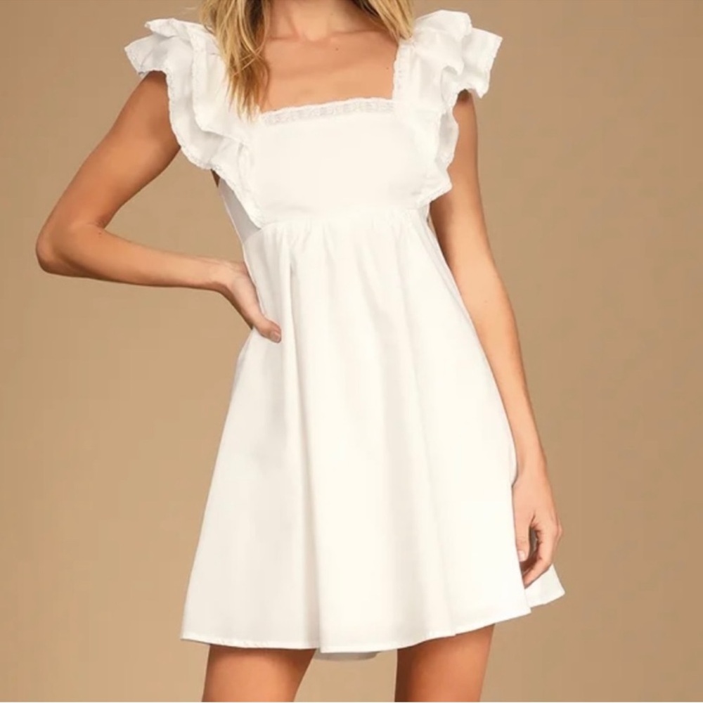 Lulu's White Ruffle Mini Dress